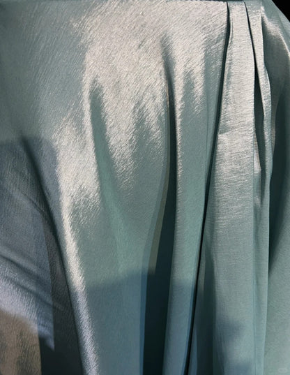 Elegant Chic Prom Dresses A line Spaghetti Strap Light Sky Blue Satin With Sleeves Semi Formal Evening Gowns N3800