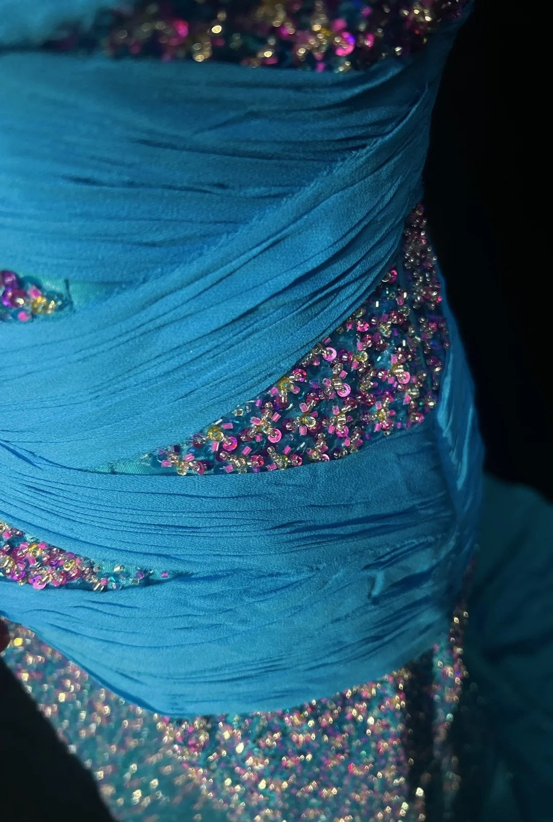 Beautiful Prom Dresses Mermaid Strapless Blue With Beaded Long Formal Gown N2928