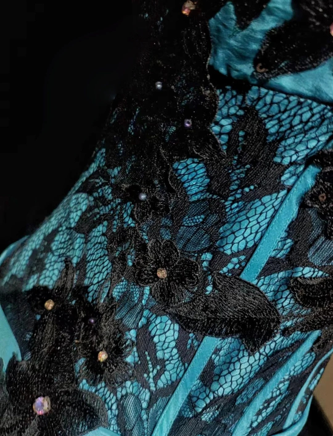 Vintage Prom Dresses Inspo Mermaid Halter Blue Black Lace 80s With Ruffled Appliqued Formal Gowns N3362