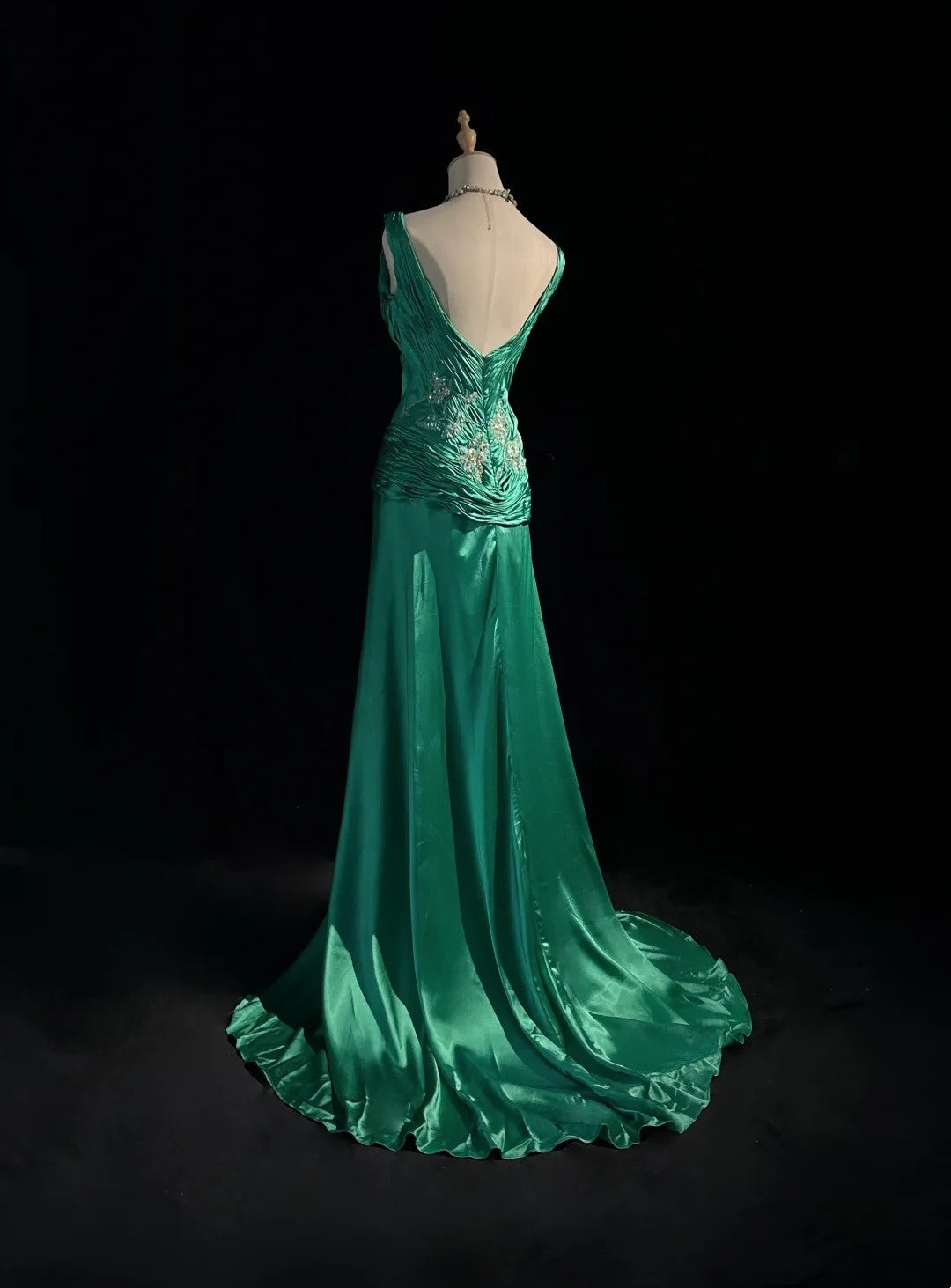 Vintage Prom Dresses Inspo Mermaid Square Neck Green Satin 90s With Appliqued For Women Formal Gowns N3332