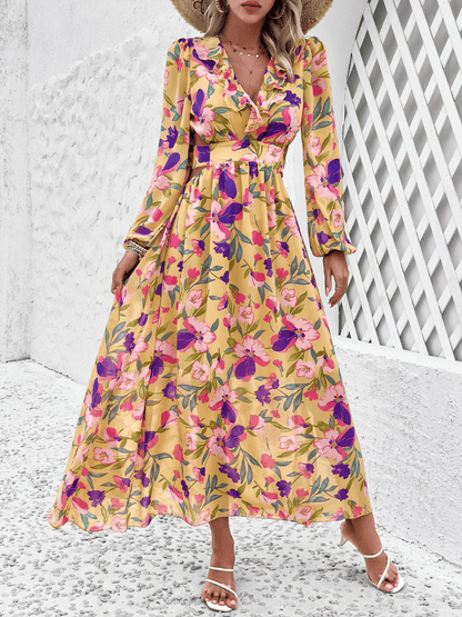 Emery Paisley Chiffon Maxi Dress - Yellow