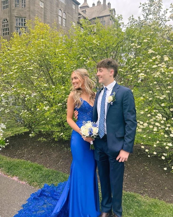 Modest Mermaid Prom Dresses For Women Spaghetti Straps Royal Blue Satin Party Gown N1516