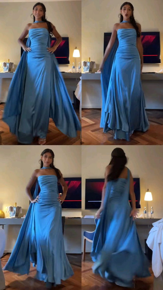 Sexy Sweetheart Sleeveless Mermaid Satin Long Prom Dresses Online AB1865