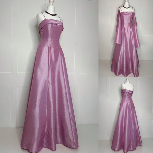 Vintage A Line 2000s Spaghetti Strap Lilac With Cape Formal Dress Long Prom Dresses N2667