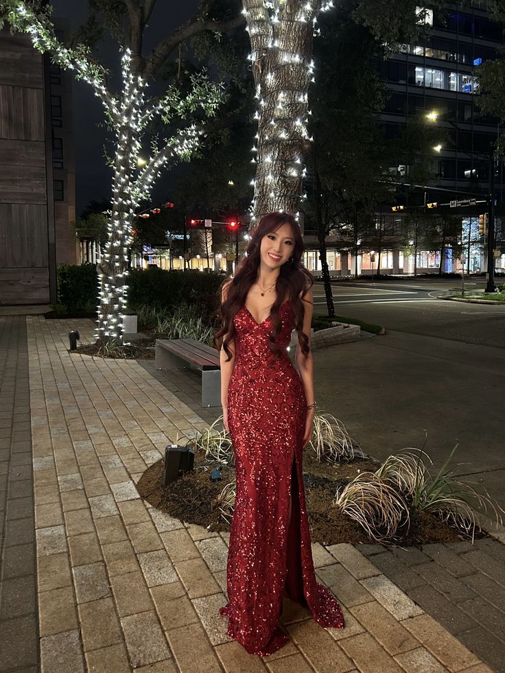 Elegant Mermaid V Neck Burgundy With Sequins Long Formal Fancy Evening Dress Dinner Outfits Classy Party Gowns AB2053