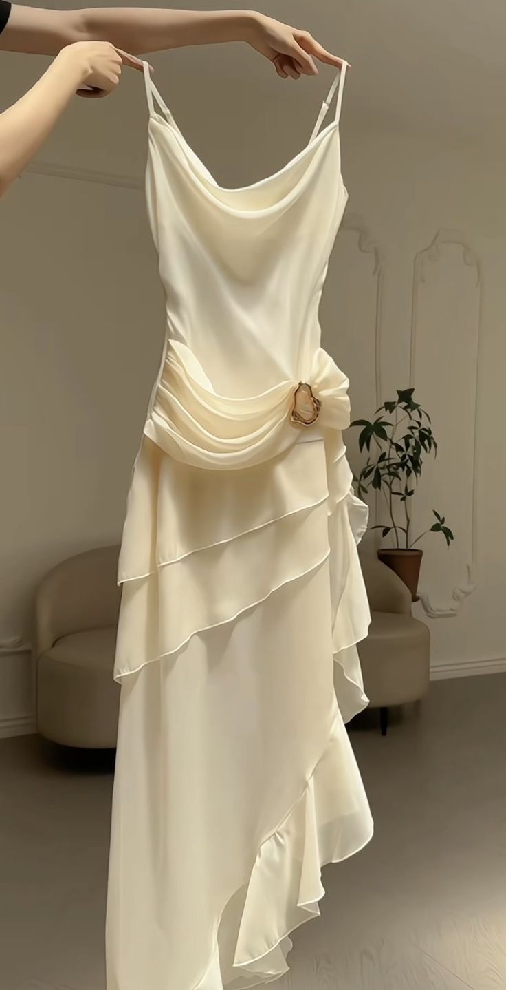 Elegant Pink Vintage Spaghetti Strap Long Chiffon Prom Dress Evening Dress Party Dress N1869