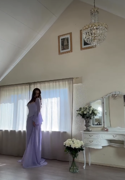 Elegant Mermaid 2 Pieces Square Neck Lilac Chiffon With Sleeves Long Formal Fancy Evening Dress Dinner Outfits Classy Party Gowns AB2023