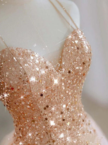 Chic Mermaid Spaghetti Straps Lilac Sequins Long Formal Fancy Prom Evening Dress Dinner Outfits Party Gowns For Teens AB2172