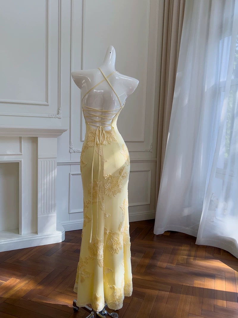 Spaghetti Straps Floral Long Prom Dresses Sheath Sexy Party Dress For Teens AB2233
