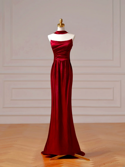 Chic Prom Dresses Aesthetic Mermaid Strapless Burgundy With Pleated Inspiration Impress Long Party Formal Gown For Teenagers High Schools AQ004