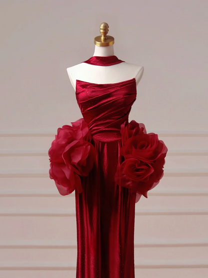 Chic Prom Dresses Aesthetic Mermaid Strapless Burgundy With Pleated Inspiration Impress Long Party Formal Gown For Teenagers High Schools AQ004