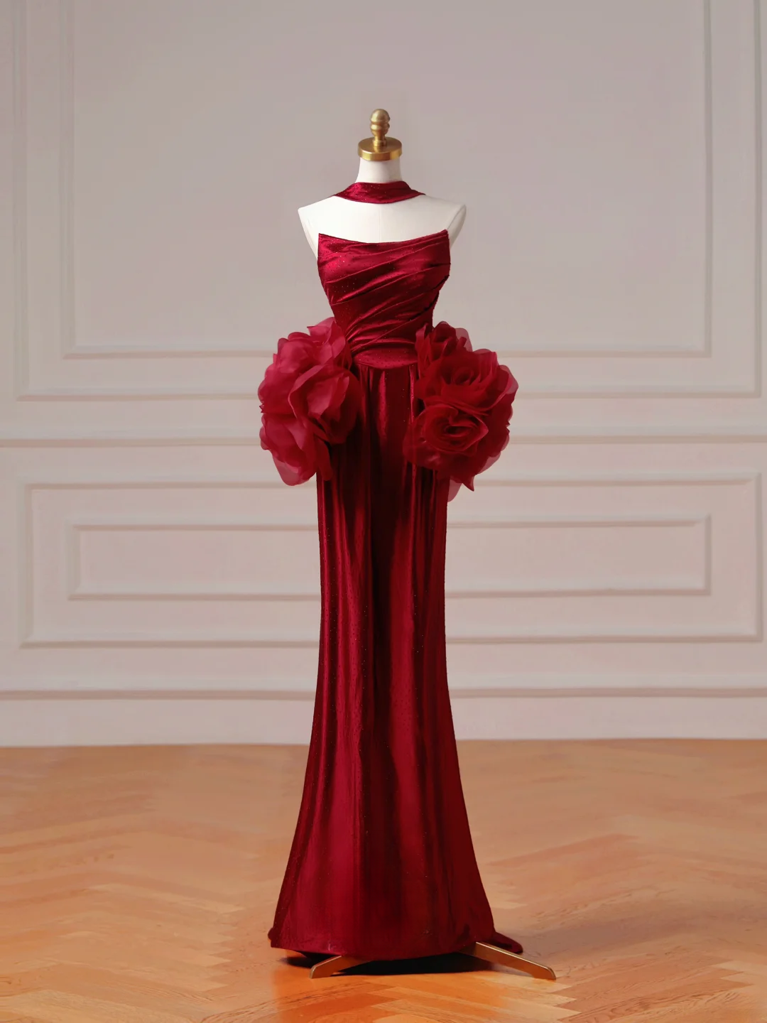 Chic Prom Dresses Aesthetic Mermaid Strapless Burgundy With Pleated Inspiration Impress Long Party Formal Gown For Teenagers High Schools AQ004