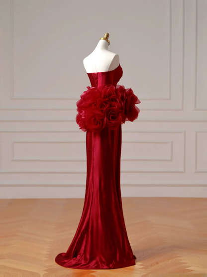 Chic Prom Dresses Aesthetic Mermaid Strapless Burgundy With Pleated Inspiration Impress Long Party Formal Gown For Teenagers High Schools AQ004