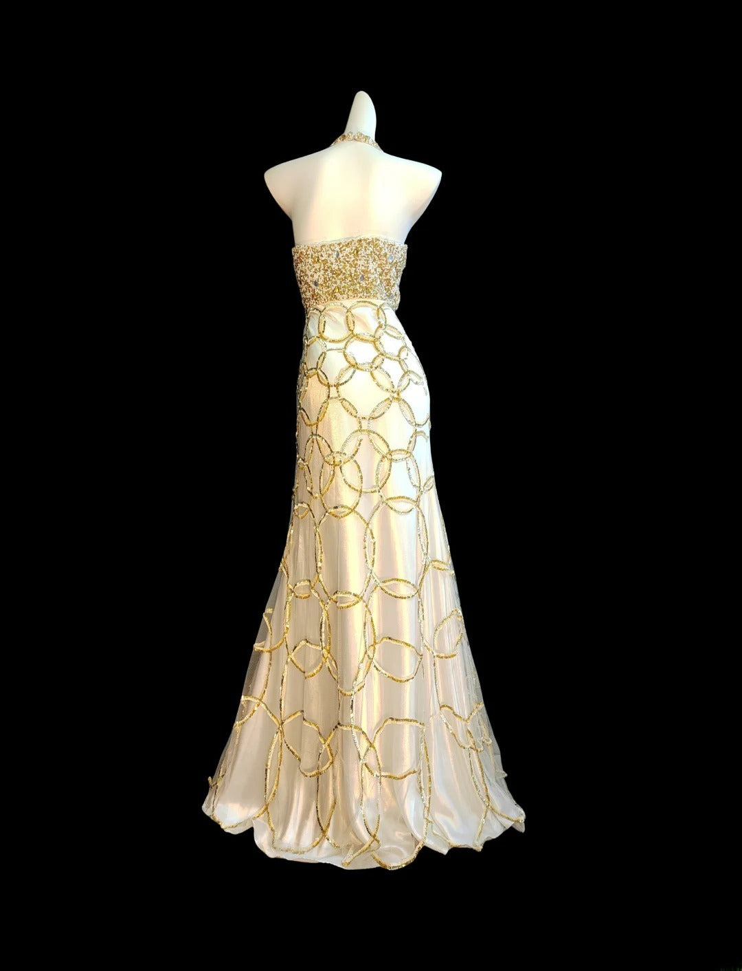 Modest Mermaid Halter Gold Beaded Long Prom Dresses High School Teens Senior Graduation Dance Party Outfits AB2518