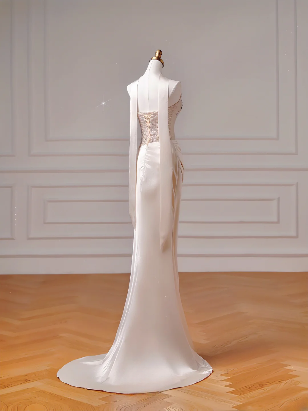 Chic Prom Dresses Aesthetic Mermaid Strapless Blush Pink Satin With Pleated Scarf Inspo Impress Long Party Formal Gown For Teenagers High Schools AQ018