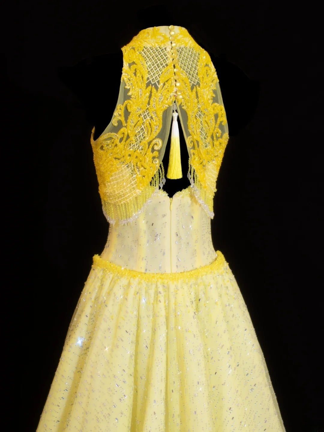 Modest Prom Dress Aesthetic Mermaid High Neck Yellow Lace With Train Style Impress Chiffon Long Prom Dresses Party Formal Gowns SA019