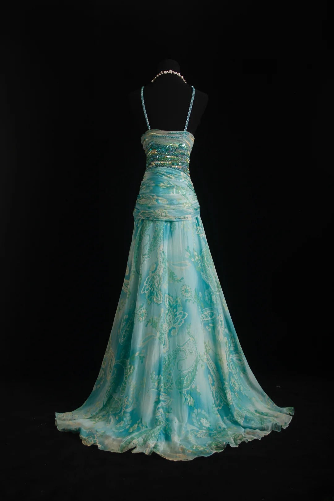 Vintage Prom Dresses 90s Formal Mermaid Halter Blue Chiffon Floral With Beadings Long Party Gowns Prom Dresses AS020