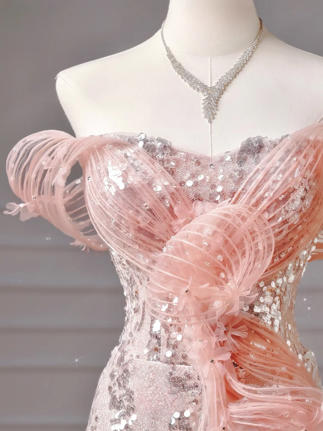 Modest Prom Dresses Aesthetic Ball Gown Off The Shoulder Pink Sequins Corset Fitted Inspiration Impress Long Party Formal Gown For Teens High Schools Girls AQ021