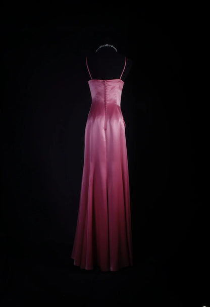 Simple Prom Dress Women Spaghetti Straps Pink A line Long Formal Dance Evening Party Gowns AS028