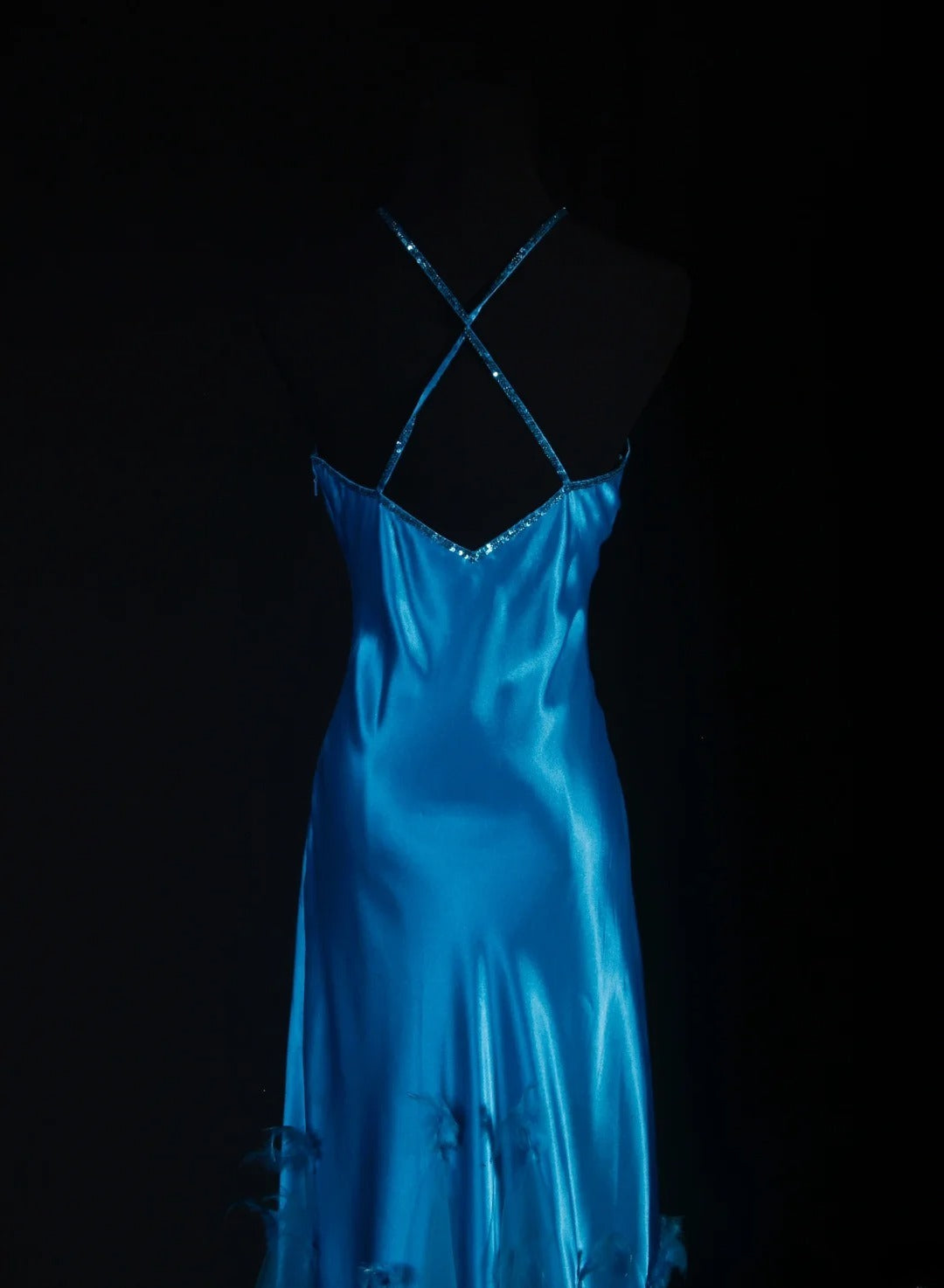 Vintage 90s Prom Dresses Women Mermaid Halter Blue Long Formal Dance Evening Party Gowns AS029