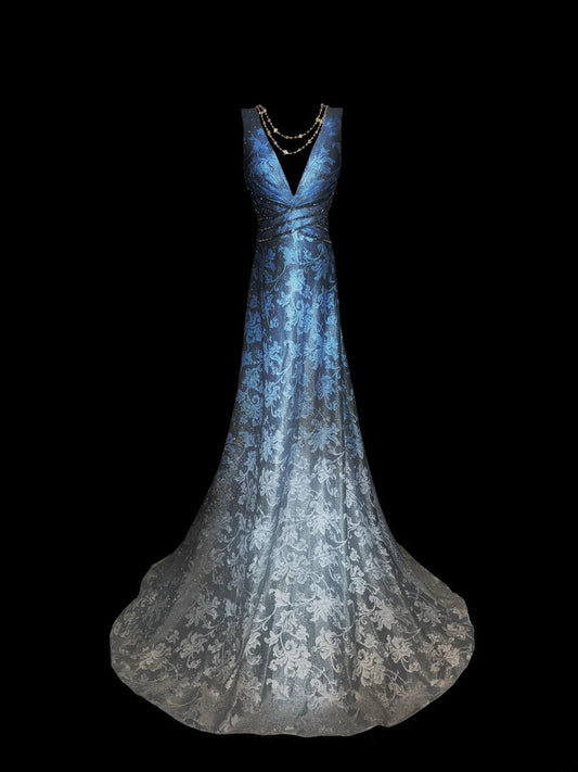 Classic A line V Neck Satin Floral Sleeveless Long Prom Dresses High School Senior Graduation Dance Evening Outfits AS049