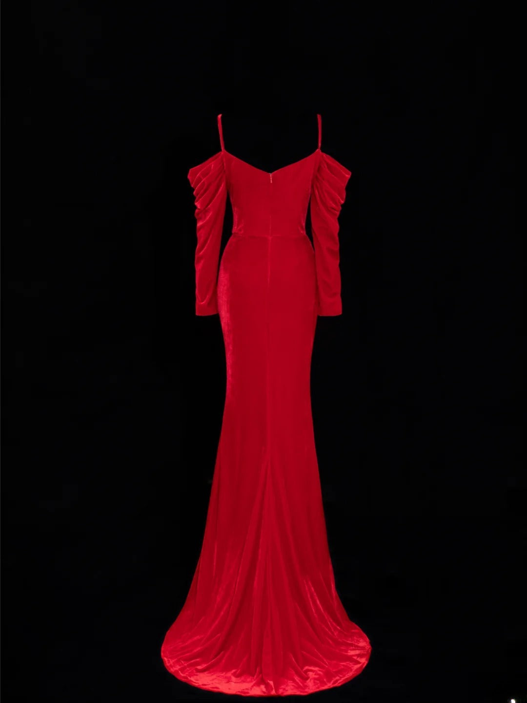 Simple Formal Mermaid Off The Shoulder Red With Slit Ruched Style Impress Long Prom Dresses Party Gowns SA056