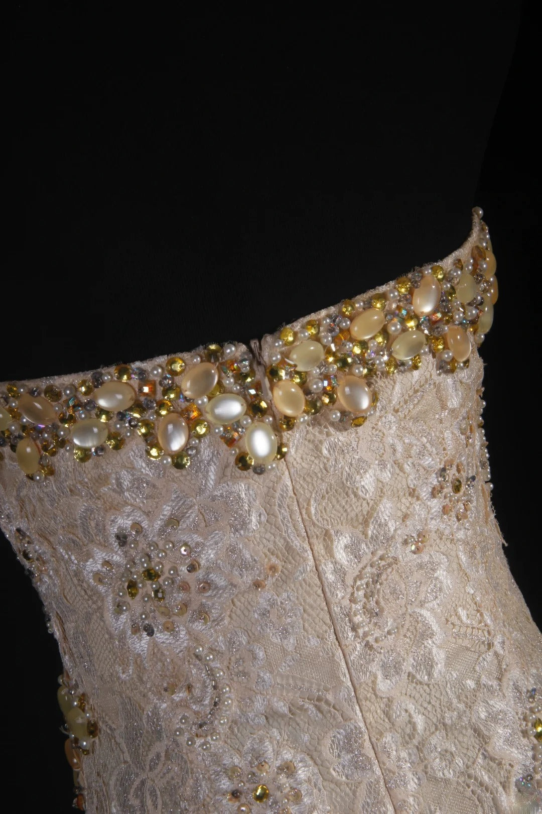 Vintage Mermaid Sweetheart Champagne Lace With Gold Beads Scarf Long Party Dress With Beads 1950s Retro Classy Birthday Dinner Prom Dress AS056