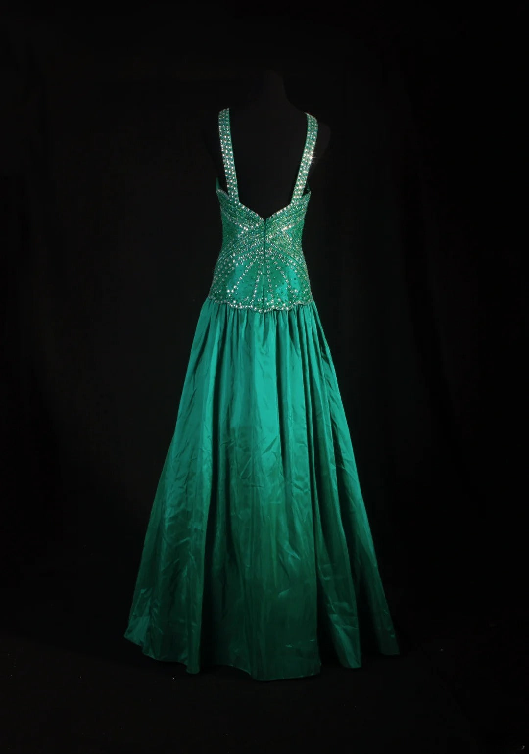 Vintage A Line Halter Green Satin Party Dress With Beads 1950s Retro Classy Birthday Dinner Long Prom Dresses AS061