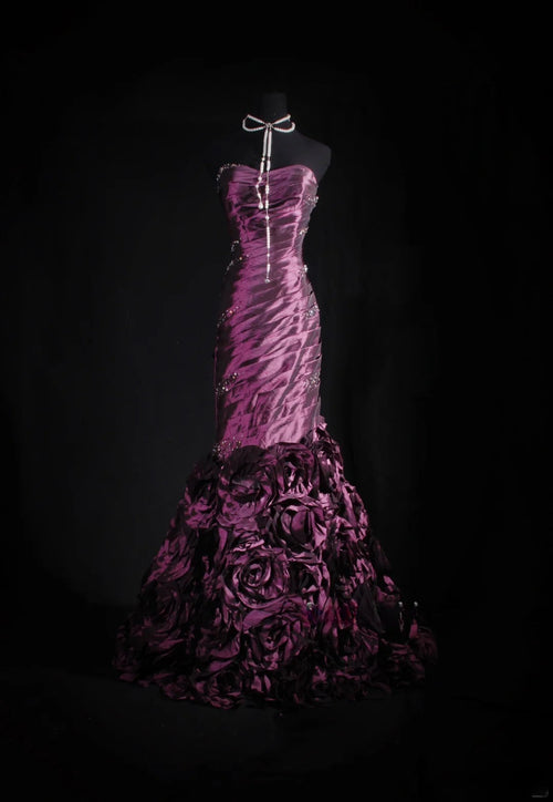 Women's Cocktail Party Gowns 90s Mermaid Purple Sweetheart Taffeta With Beads Long Graduation Dinner Outfits Prom Dresses AS068