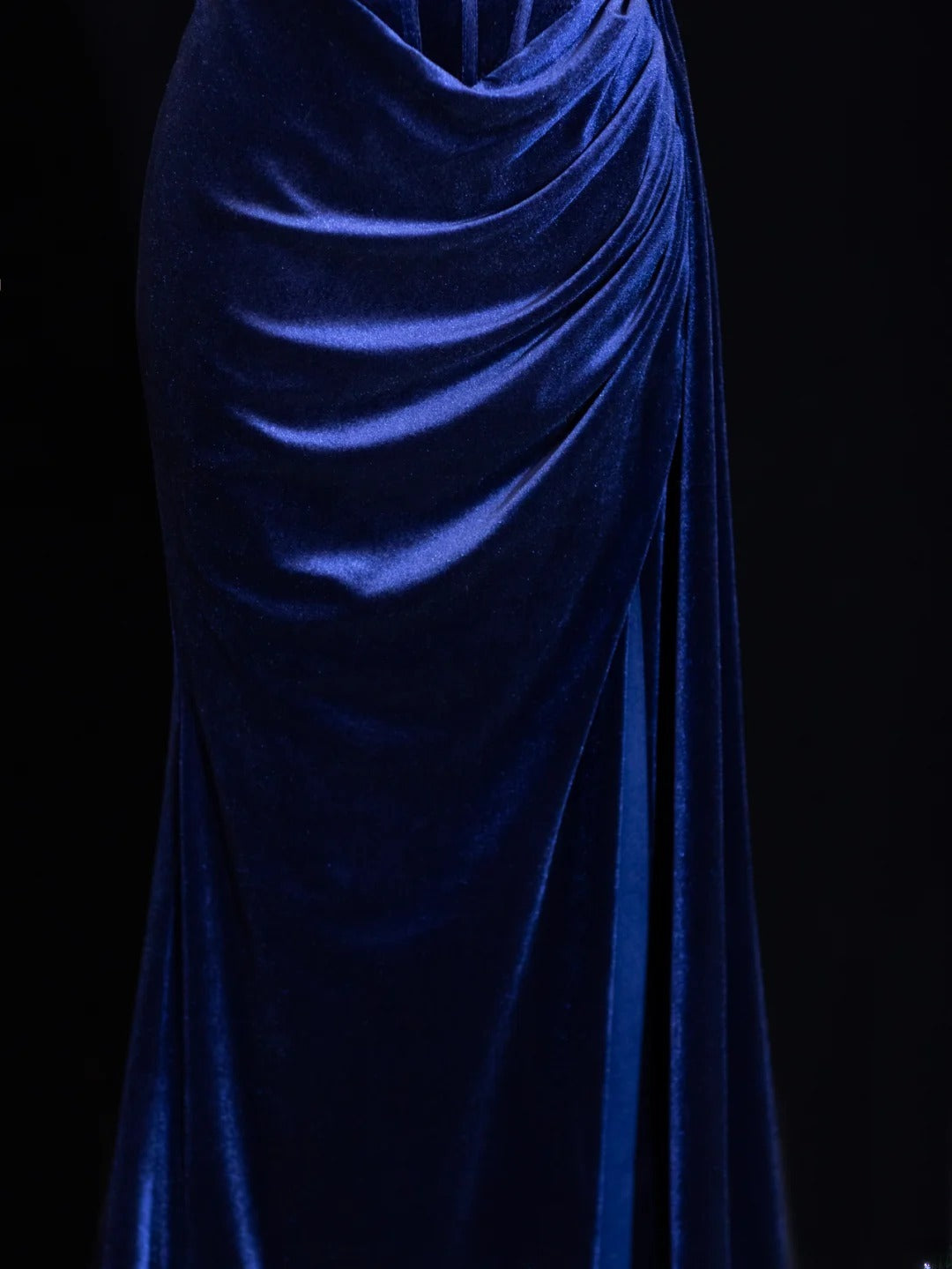 Classy Formal Mermaid Off The Shoulder Royal Blue Velvet With Beads Style Impress Long Prom Dresses Party Gowns SA077