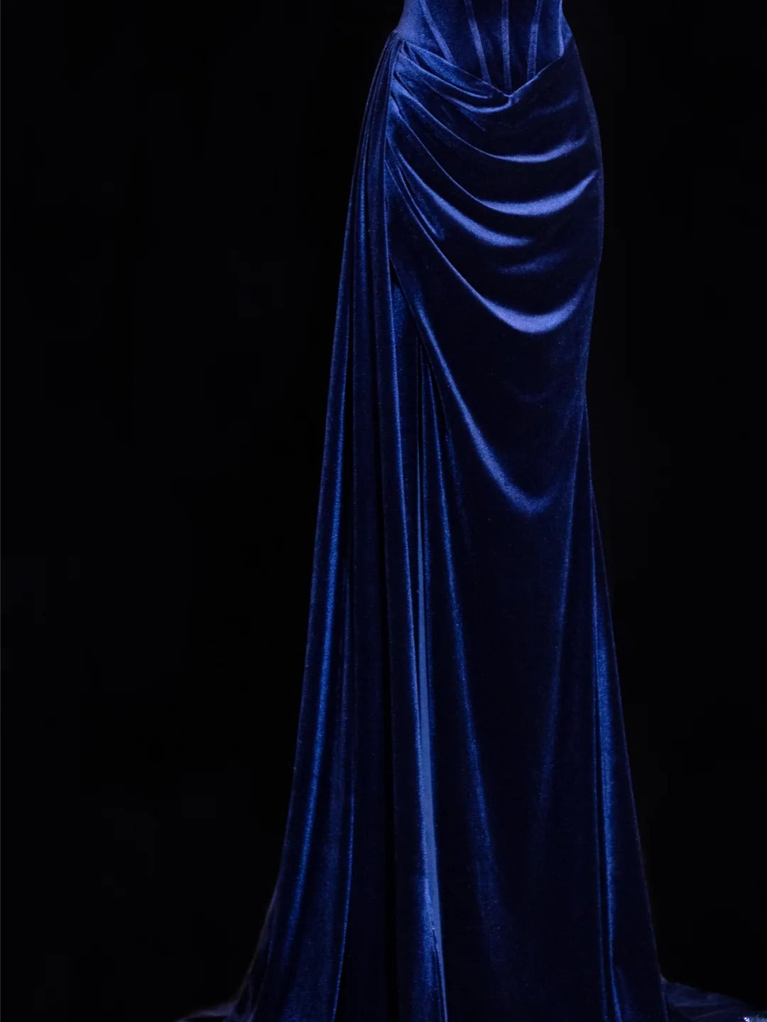 Classy Formal Mermaid Off The Shoulder Royal Blue Velvet With Beads Style Impress Long Prom Dresses Party Gowns SA077
