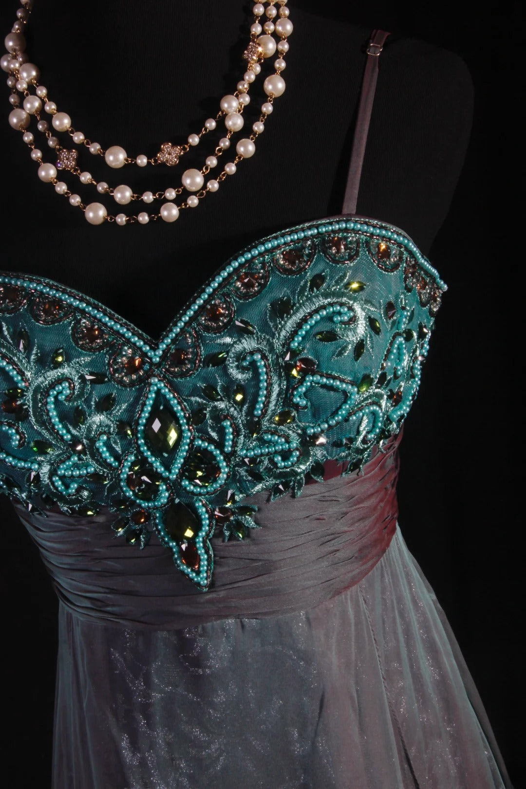 Vintage 1950s Formal A Line Spaghetti Strap Green Lace Chiffon With Beads Sleeveless Long Prom Dresses Party Formal Gowns AS084