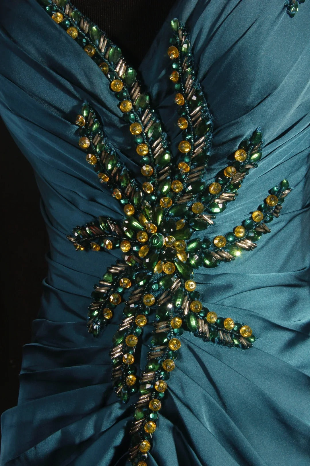 Vintage 1950s Formal Mermaid Spaghetti Strap Teal Blue Pleated Satin With Beads Sleeveless Long Prom Dresses Party Formal Gowns AS086
