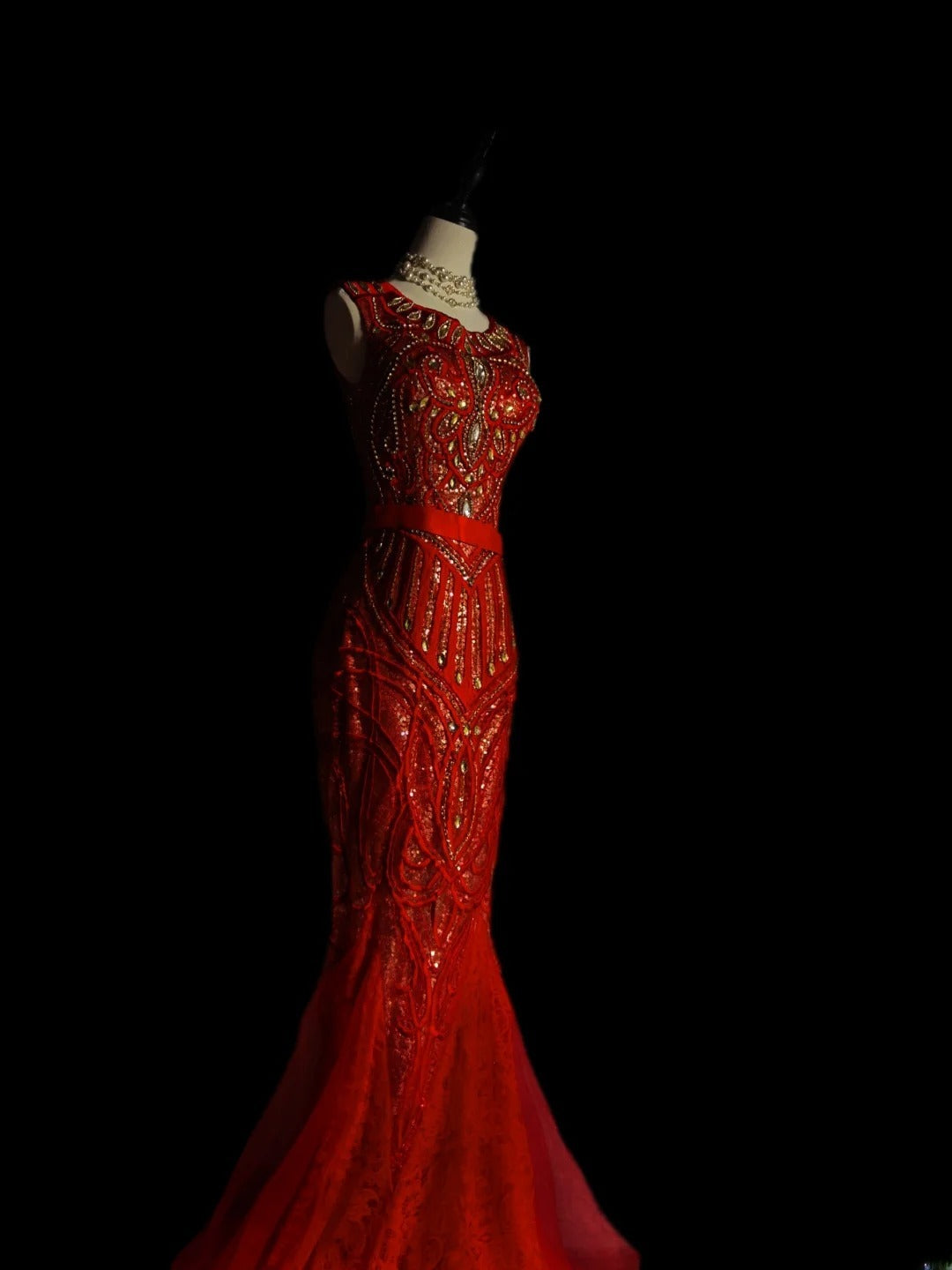 Vintage Mermaid Scoop Neck Tulle With Beading Sleeveless Long Prom Dresses High School Senior Graduation Dance Evening Dress AS090