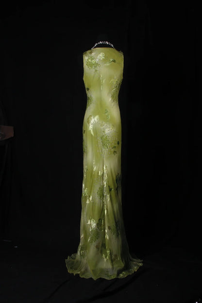 Women's Cocktail Party Gowns Sheath V Neck Floral Lace Green Slim Long Graduation Dinner Outfits Prom Dresses AS092