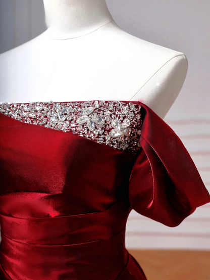 Elegant Ball Gown Off The Shoulder Burgundy Wine Red Long Formal Fancy Prom Evening Dress Dinner Outfits Party Gowns AQ093
