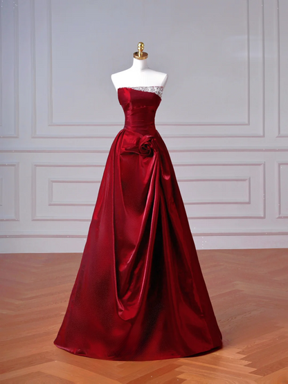 Elegant Ball Gown Off The Shoulder Burgundy Wine Red Long Formal Fancy Prom Evening Dress Dinner Outfits Party Gowns AQ093