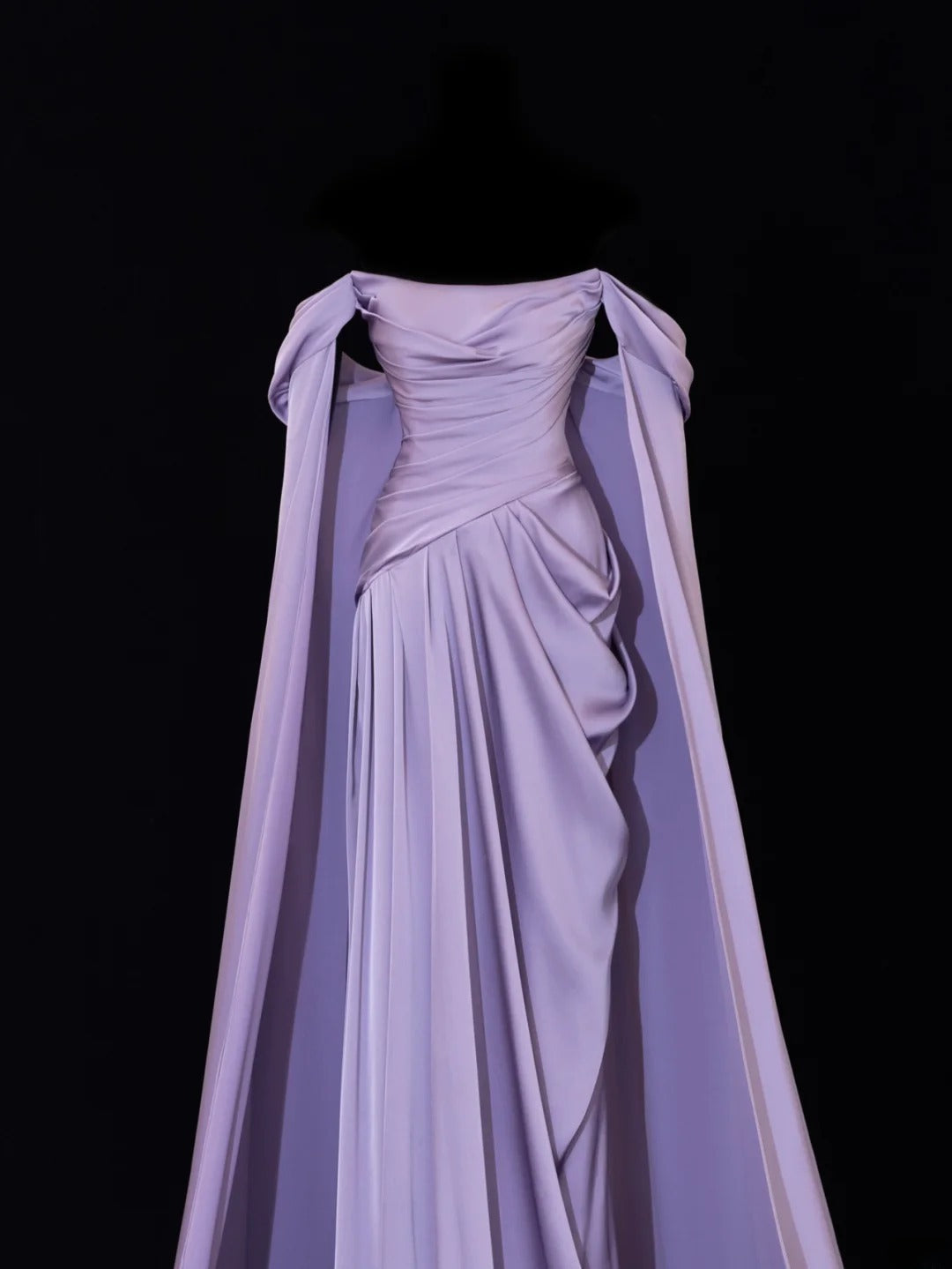 Modest Prom Dresses Aesthetic Sheath Off The Shoulder Lilac Inspiration Style Impress With Sleeves Cape Long Party Formal Gown SA094