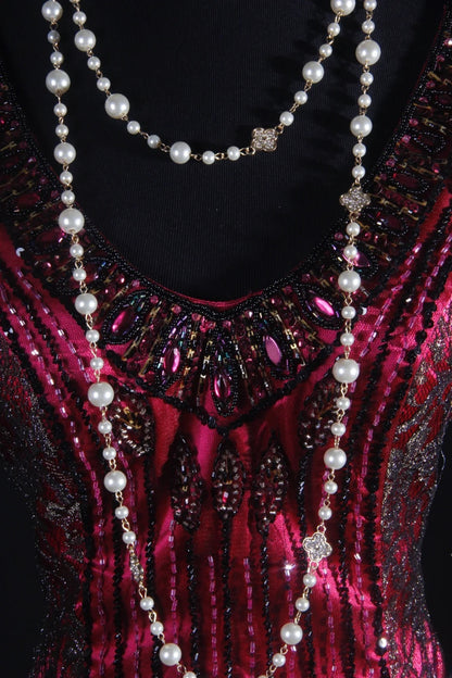 Retro Vintage 1960s Formal Mermaid V Neck Fashion Hot Pink Satin With Beads Sleeveless Long Prom Dresses Party Formal Gowns AS113