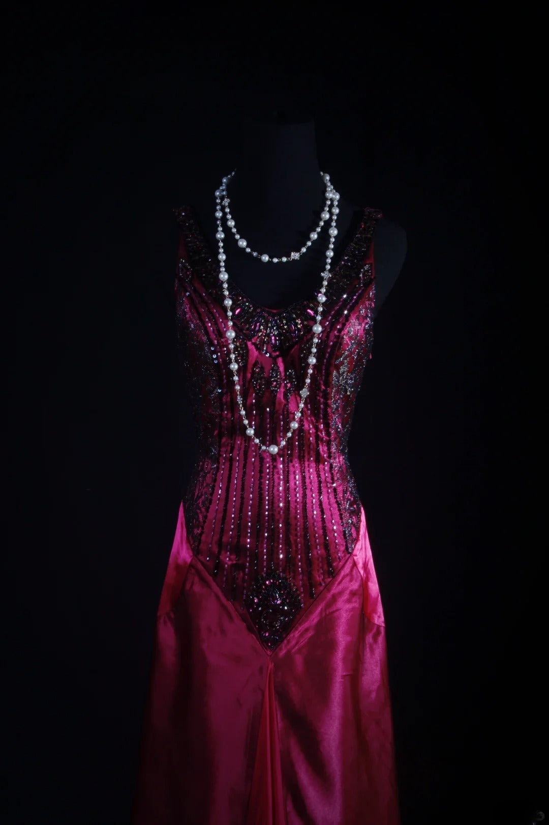 Retro Vintage 1960s Formal Mermaid V Neck Fashion Hot Pink Satin With Beads Sleeveless Long Prom Dresses Party Formal Gowns AS113