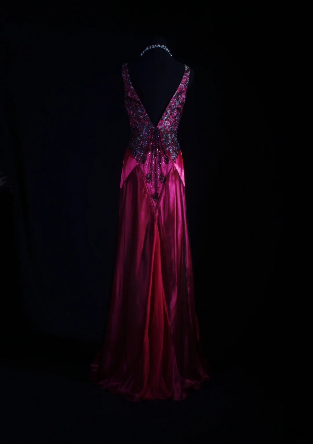 Retro Vintage 1960s Formal Mermaid V Neck Fashion Hot Pink Satin With Beads Sleeveless Long Prom Dresses Party Formal Gowns AS113