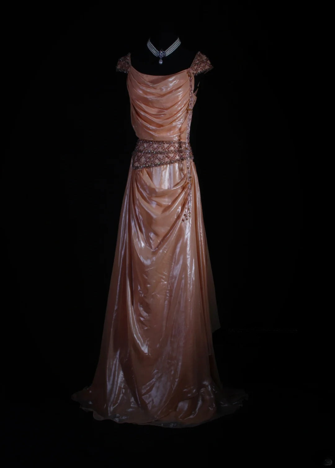 Retro Vintage 1960s Formal A line Square Neck Pink Fashion With Beads Cap Sleeves Long Prom Dresses Party Formal Gowns AS122