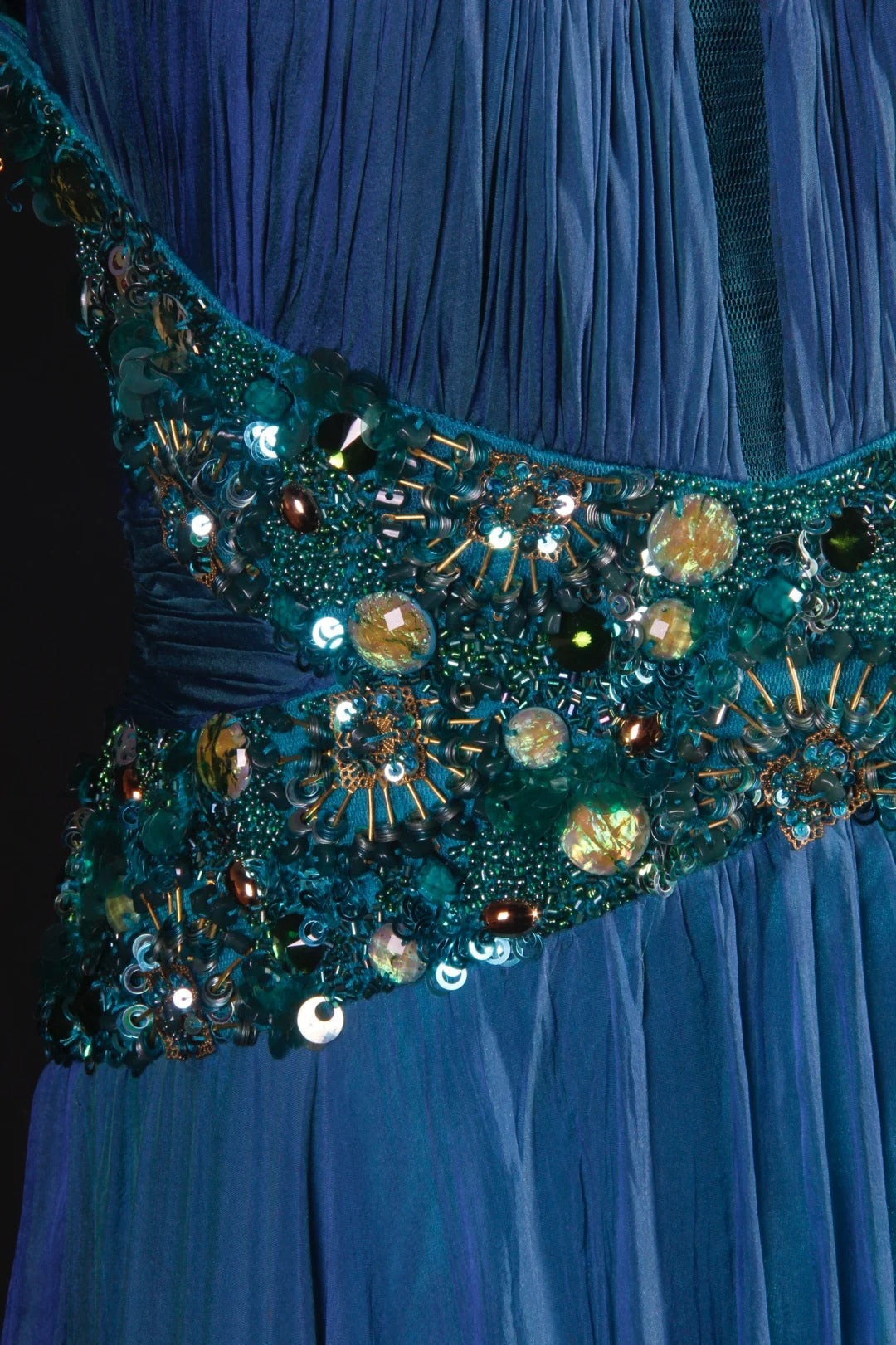Retro Vintage 1960s Formal A line Halter Blue Fashion With Beads Long Prom Dresses Party Formal Gowns AS133