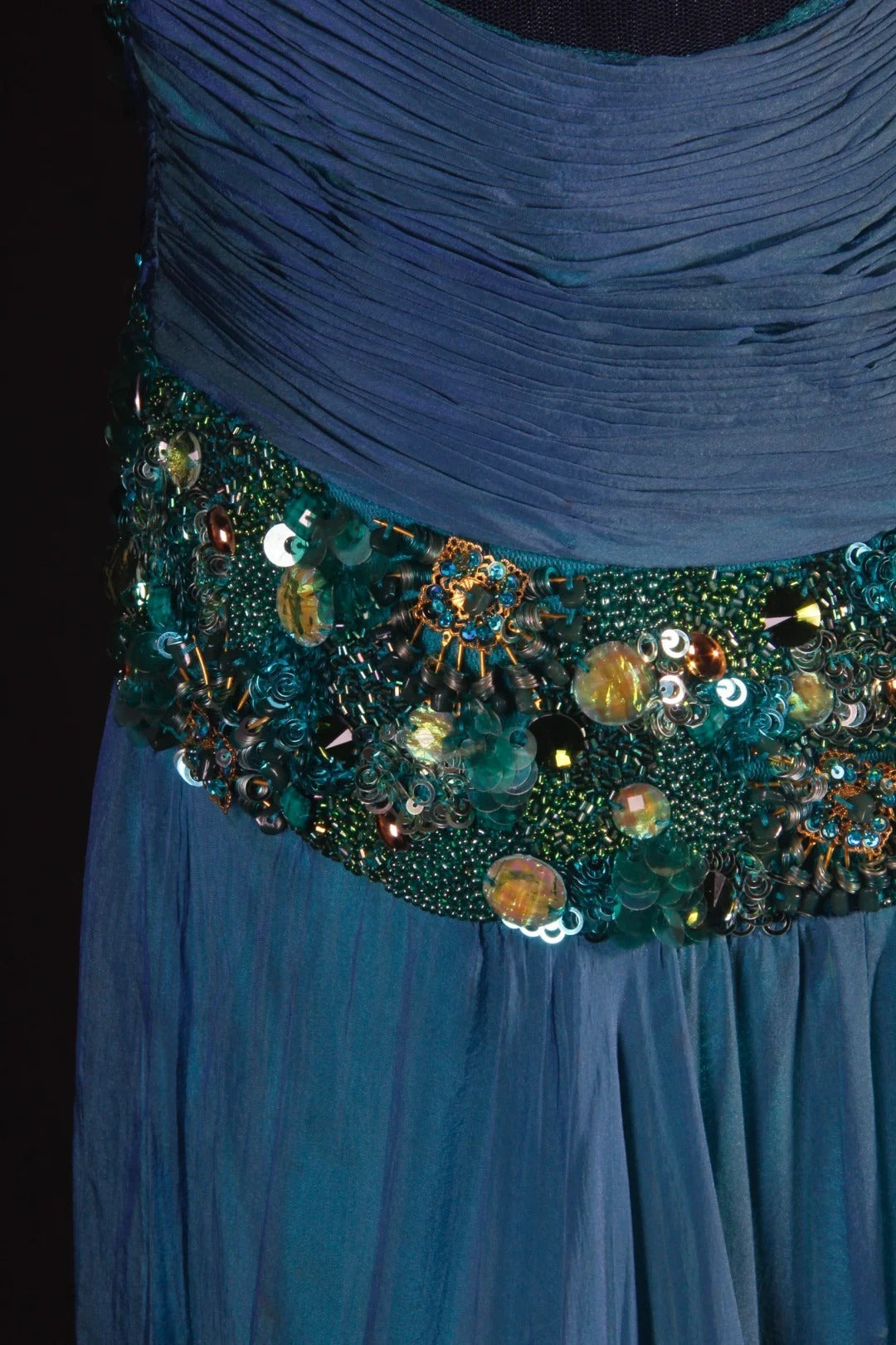 Retro Vintage 1960s Formal A line Halter Blue Fashion With Beads Long Prom Dresses Party Formal Gowns AS133