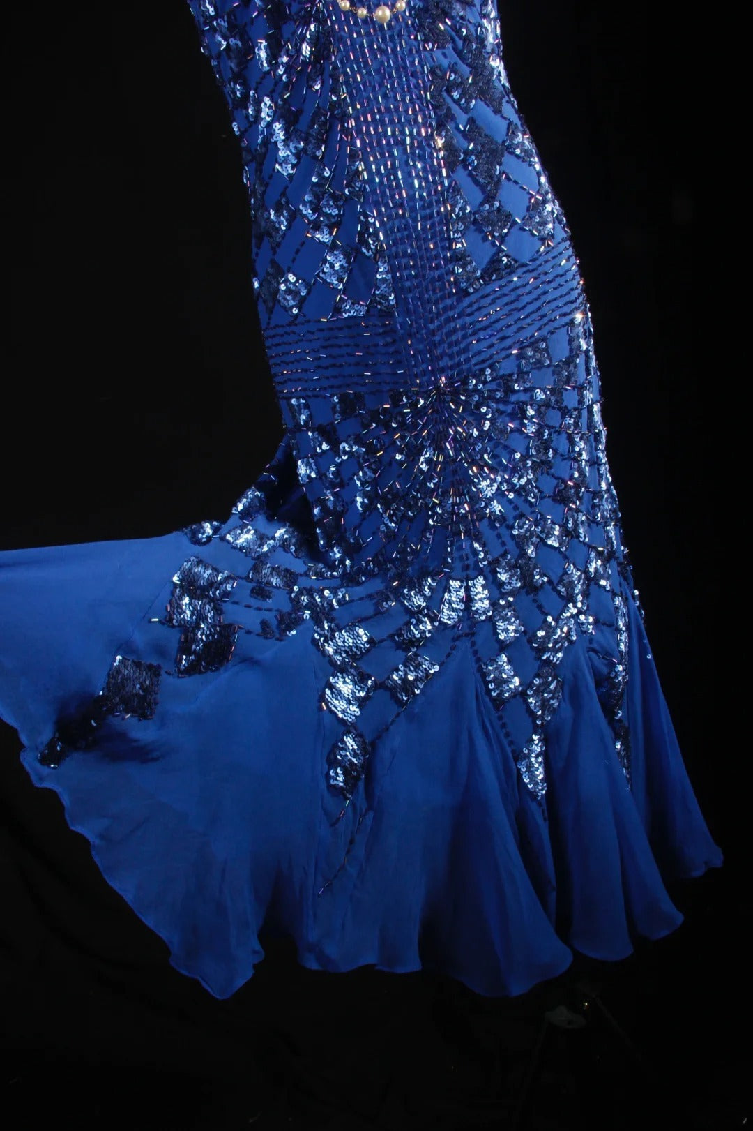 Retro 50s 1950s Formal Sheath Spaghetti Strap Royal Blue With Gem Beads Sleeveless Mid Length Prom Dresses Party Formal Gowns AS139