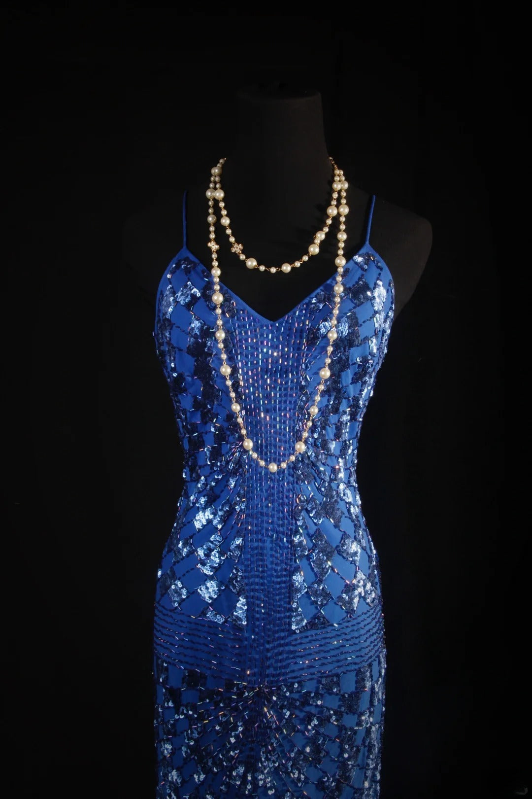 Retro 50s 1950s Formal Sheath Spaghetti Strap Royal Blue With Gem Beads Sleeveless Mid Length Prom Dresses Party Formal Gowns AS139