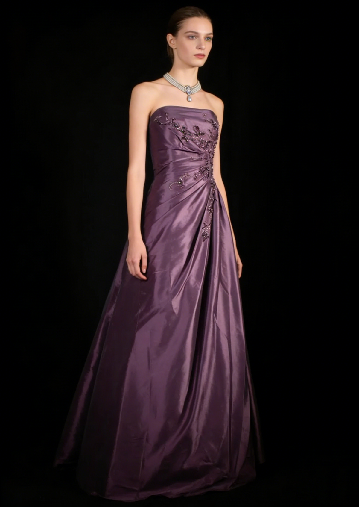 Vintage Ball Gowns Prom Dress Aesthetic Strapless Dusty Purple 1950s Long Prom Dresses Party Semi Formal Gowns AS162