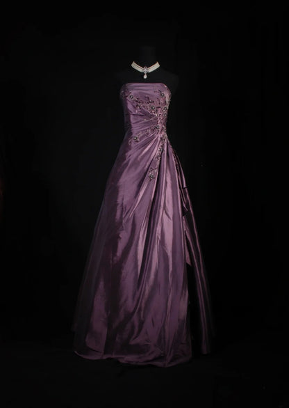 Vintage Ball Gowns Prom Dress Aesthetic Strapless Dusty Purple 1950s Long Prom Dresses Party Semi Formal Gowns AS162
