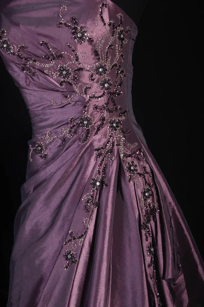 Vintage Ball Gowns Prom Dress Aesthetic Strapless Dusty Purple 1950s Long Prom Dresses Party Semi Formal Gowns AS162