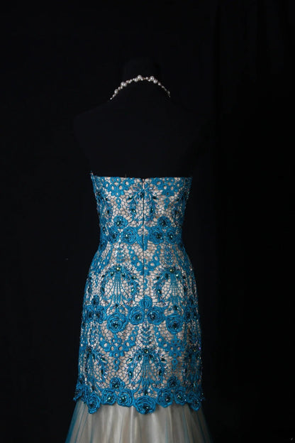 Vintage Style Mermaid Sweetheart 1950s Lace Blue Tulle With Beads Long Formal Fancy Prom Dresses Night Outfits Party Gowns AS201